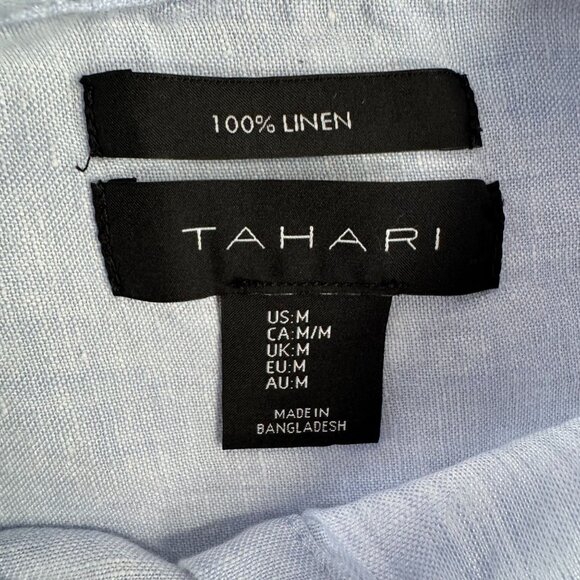 Tahari Linen Shirt Dress Women M Light Blue Oversized Button Front‎ Long Sleeve - Picture 5 of 7